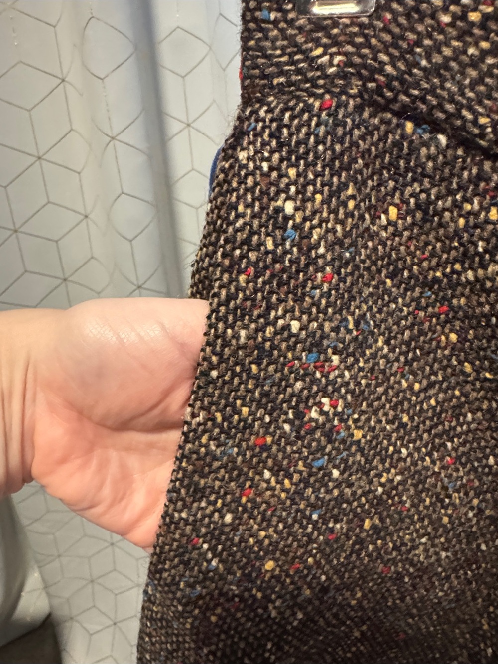 Vintage Women's Tweed A-Line Skirt in Brown Speckle - Picture 2 of 4